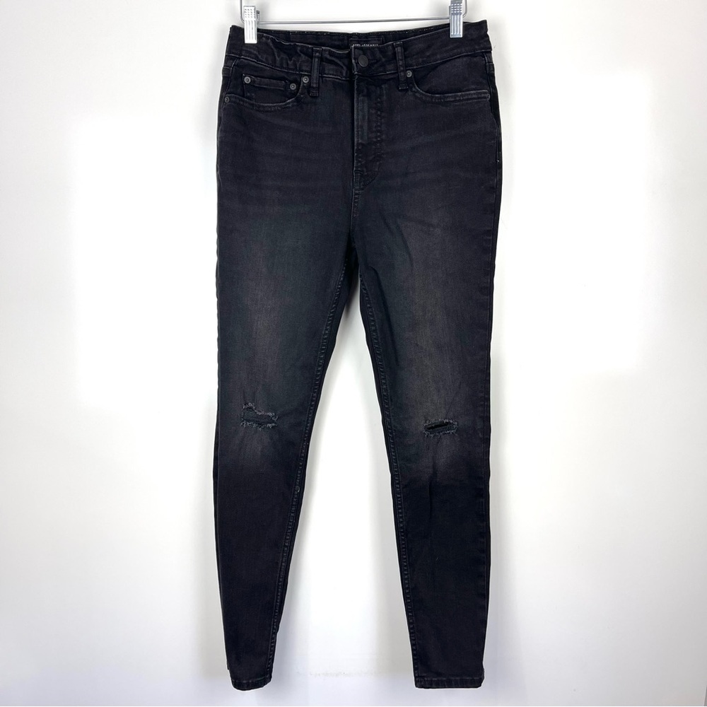 Free Assembly Black High Rise Skinny Jeans Distressed Women's Size 10